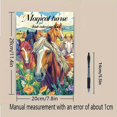 Magical Horse Adult Coloring Book DIY Art Therapy Drawing & Painting Kit