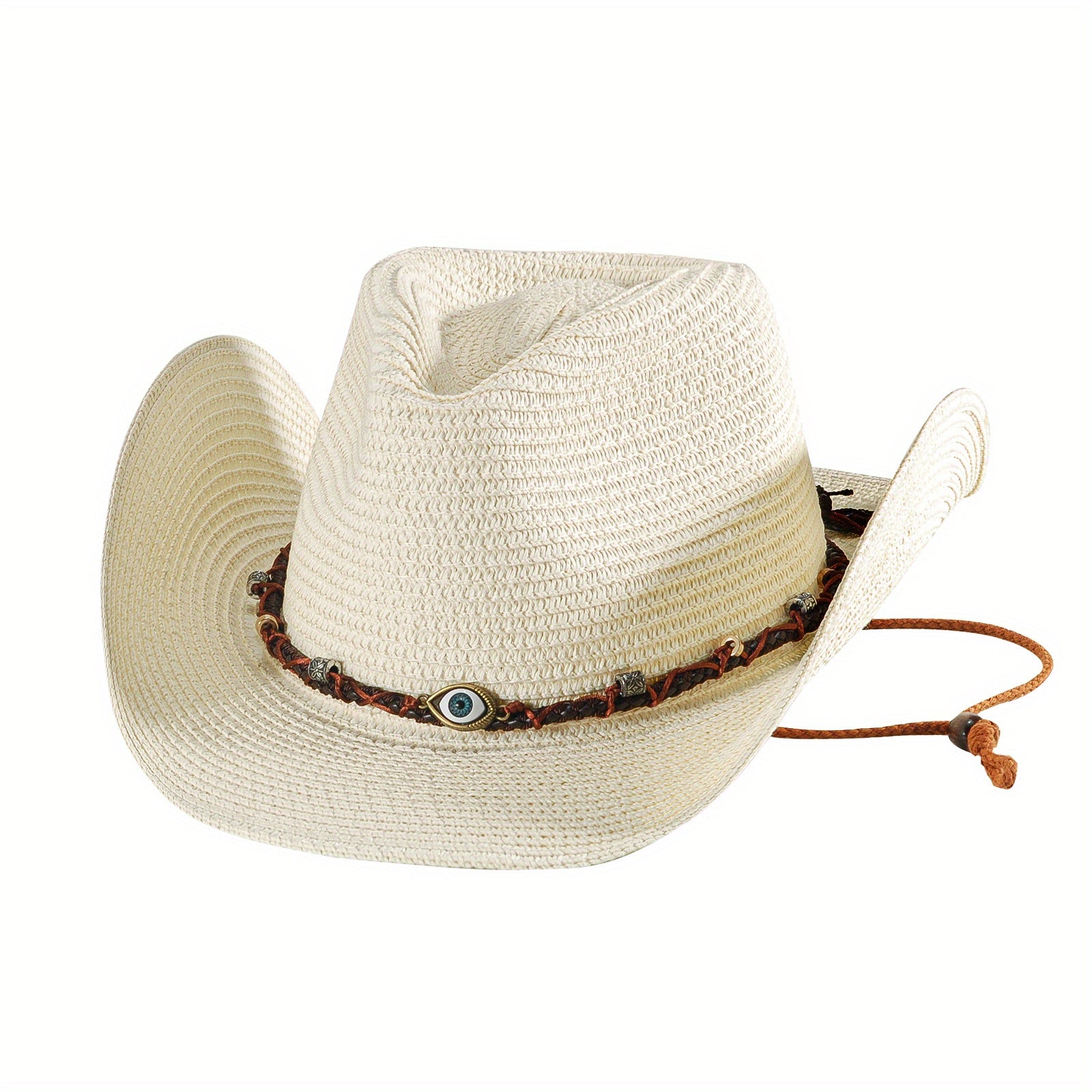 Men's Vintage Wide Brim Cowboy Straw Sun Hat