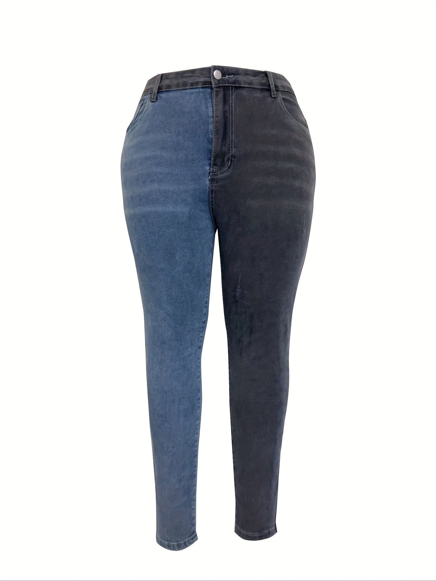 Women's Plus Colorblock Ripped High Rise Stretch Jeans