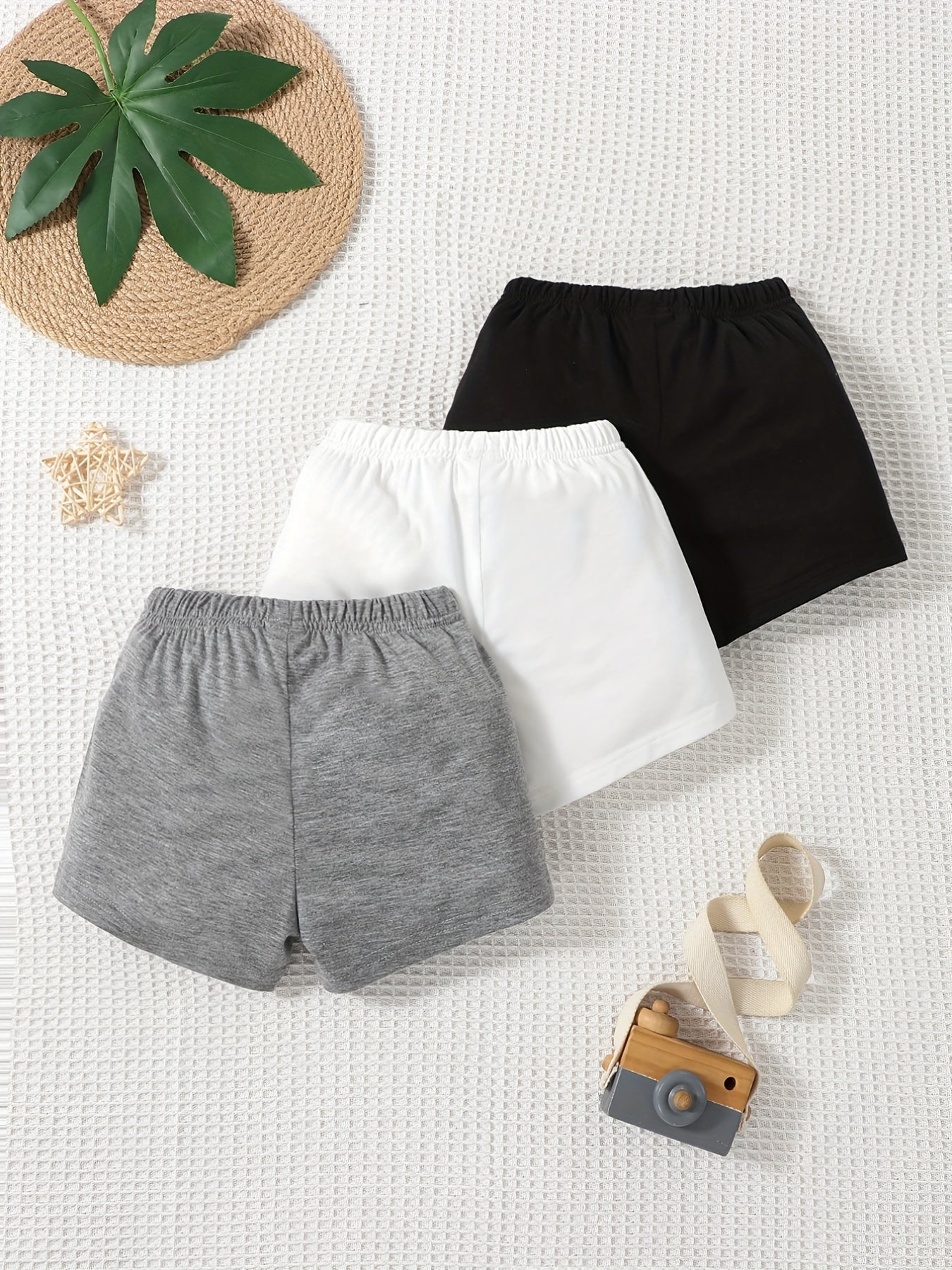 3pcs Baby Boys Casual Elastic Waist Shorts Set for Summer