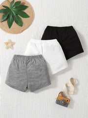 3pcs Baby Boys Casual Elastic Waist Shorts Set for Summer
