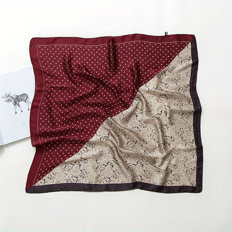 Block Print Square Scarf Satin Neckerchief Decorative Bandana