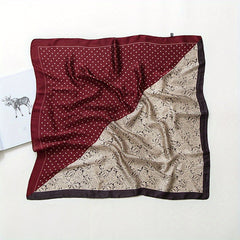 Block Print Square Scarf Satin Neckerchief Decorative Bandana