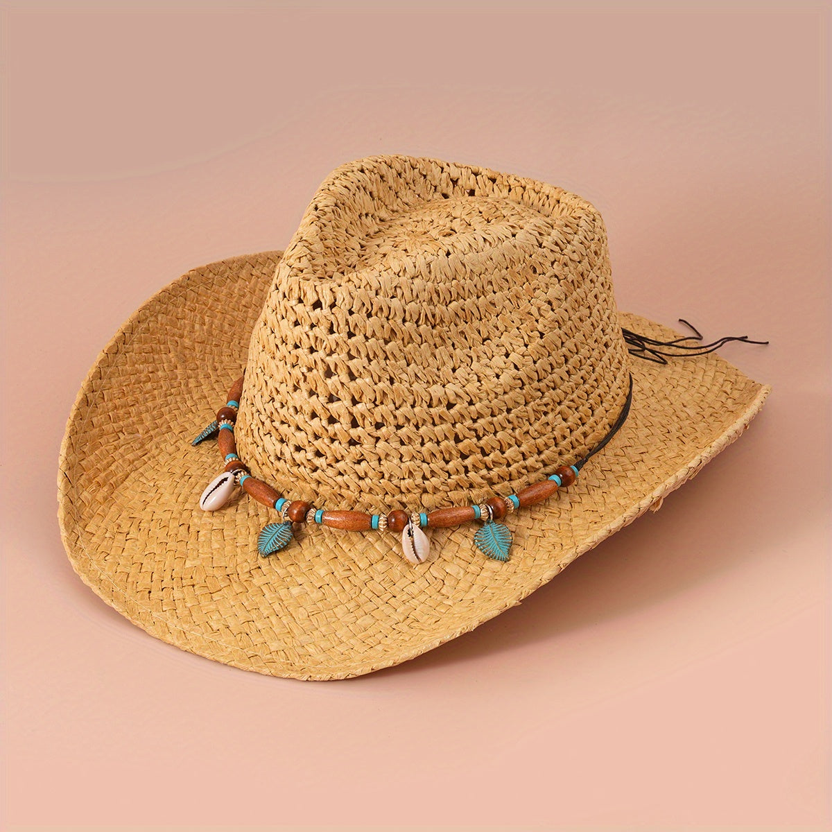 Boho Braid Rope Cowboy Hat Wide Brim Western Straw Jazz Hat