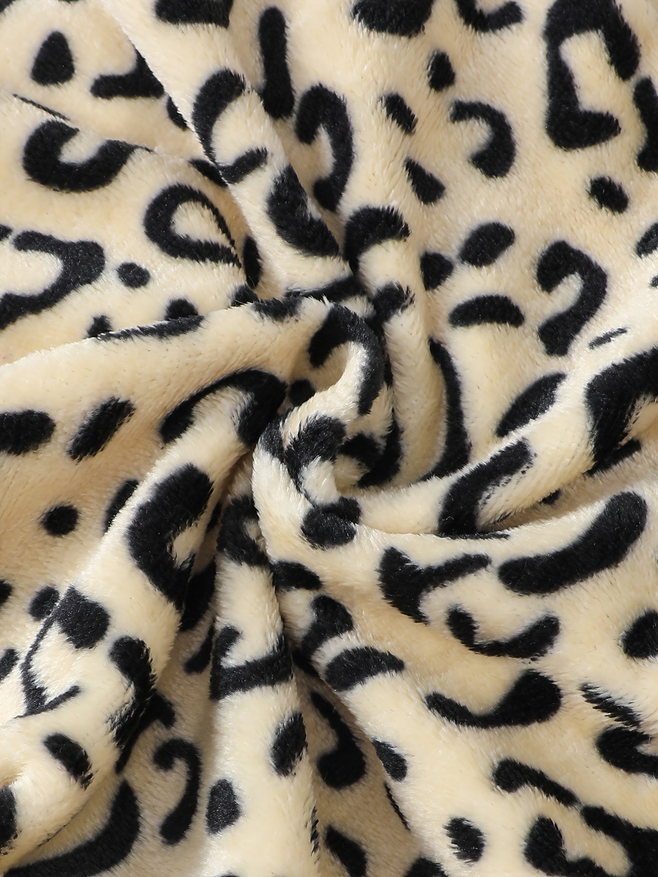 Girls Leopard Print Fleece Jacket, Winter Kids Clothes