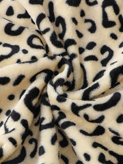 Girls Leopard Print Fleece Jacket, Winter Kids Clothes