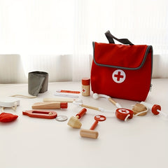 Wooden Simulation Teeth Doctor Toy Set w/ Stethoscope Injection
