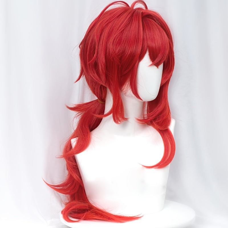 Curly Cosplay Wig Anime Halloween Red Hair Heat Resistant Synthetic