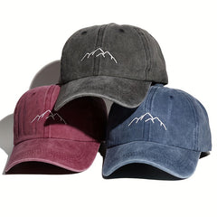 Mountain Embroidery Baseball Cap Unisex Distressed Cotton Dad Hat
