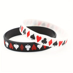 Poker Pattern Silicone Bracelet Set for Couples - Daily Wear & Fashionable