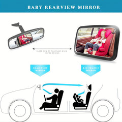 Baby Car Mirror Safety for Rear Facing Infant - Wide Clear View Shatterproof