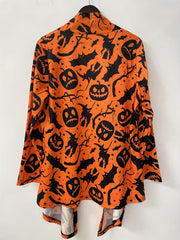 Halloween Pumpkin Face Print Cardigan