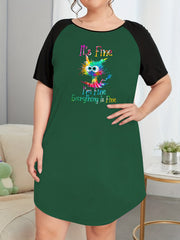 Ombre Cat Raglan Sleep Dress