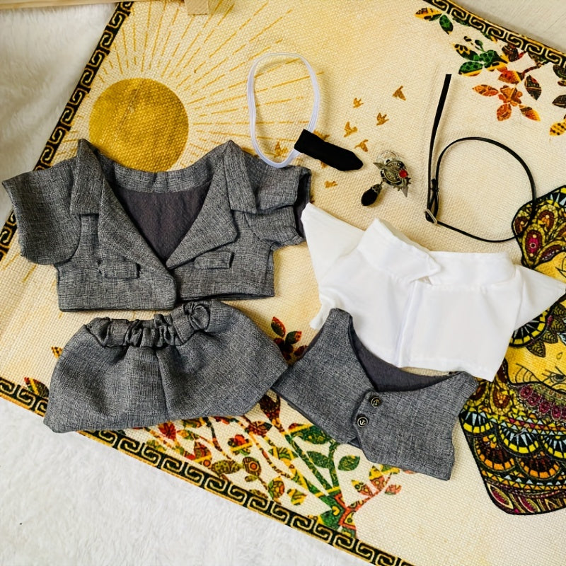 Cartoon Boy Doll Clothes Set Vest Shirt Pants Tie Belt