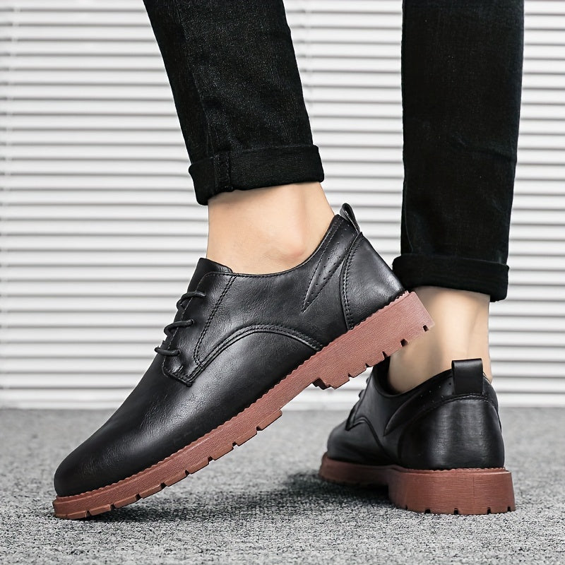 Men's Preppy Style Derby Shoes Lace up Front Business Formal