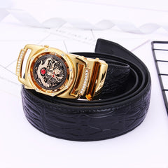 Men's Crocodile Print PU Leather Belt