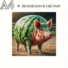 Watermelon Pig Wooden Jigsaw Puzzle Brain Teaser