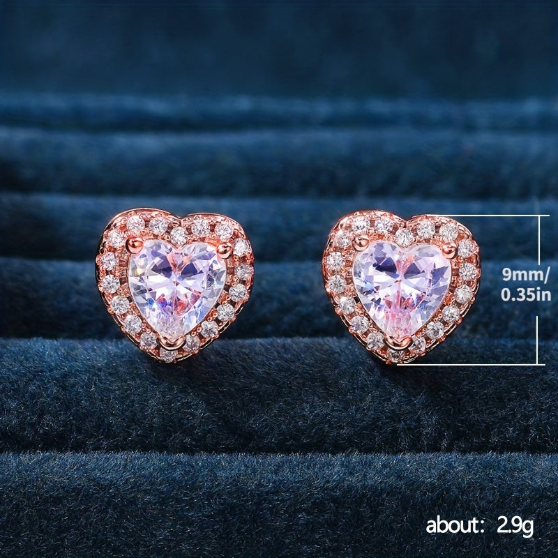 Rhinestone Heart Stud Earrings - Decorative Accessories Jewelry
