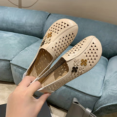Women's Hollow Out Casual Flat Shoes Flower Decor Slip On Comfy Non Slip Flats