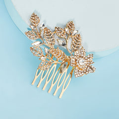 Rhinestone Metal Leaf Floral Hair Comb Bridal Hair Comb Hair Accessories