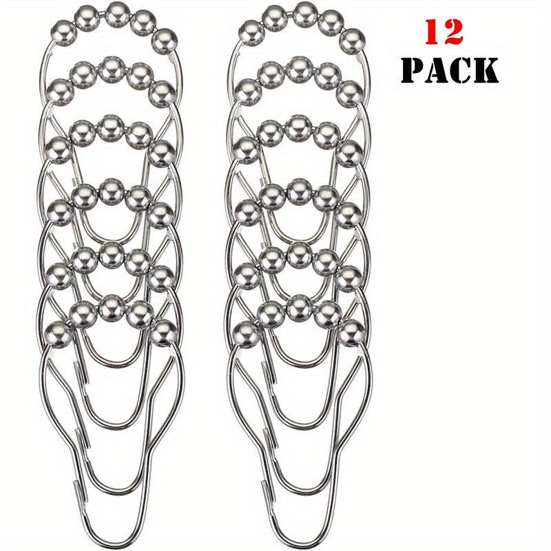 12pcs Shower Curtain Hooks Bathroom Accessories