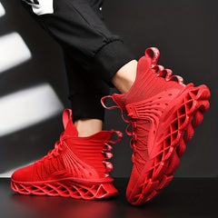 Men's High Top Knit Lace Up Casual Shoes Lightweight Comfy Non Slip Sneaker