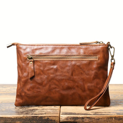 Timeless Vintage Leather Clutch Wallet Secure Zipper Wristlet
