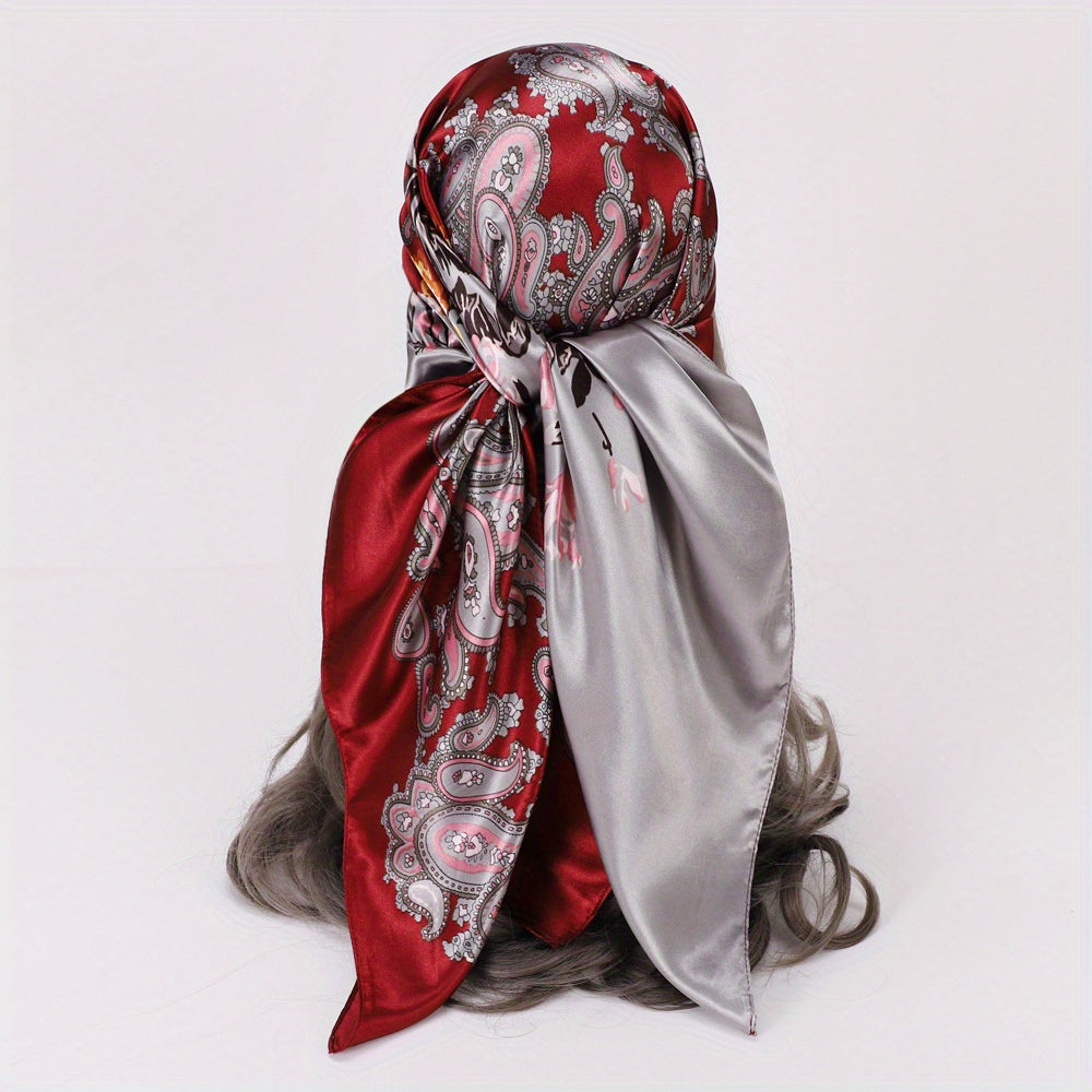 Vintage Paisley Print Bandana Square Scarf Silk Head Wrap Turban