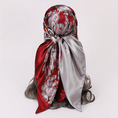 Vintage Paisley Print Bandana Square Scarf Silk Head Wrap Turban