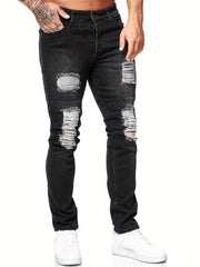 Slim Fit Ripped Jeans Mens Casual Distressed Stretch Denim Pants