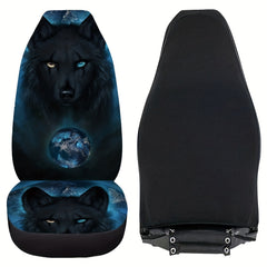 1pc Strange Eyed Wolf Print Car Seat Cover
