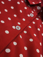Women's Polka Dot Print Button Up Midi Dress