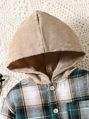 Baby Boys Plaid Hooded Pullover Top Pants Suit