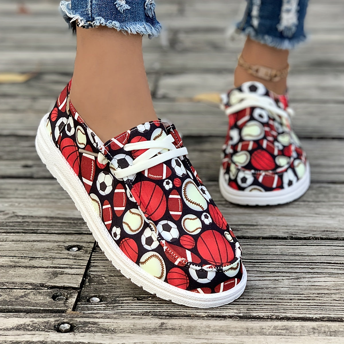 Women's Football Basketball Rugby Pattern Skate Shoes