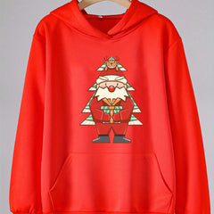 Christmas Santa Print Hoodie For Girls Kids Casual Pullover Long Sleeve Top
