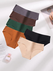 6pcs Seamless Solid Bikini Panties Women's Lingerie