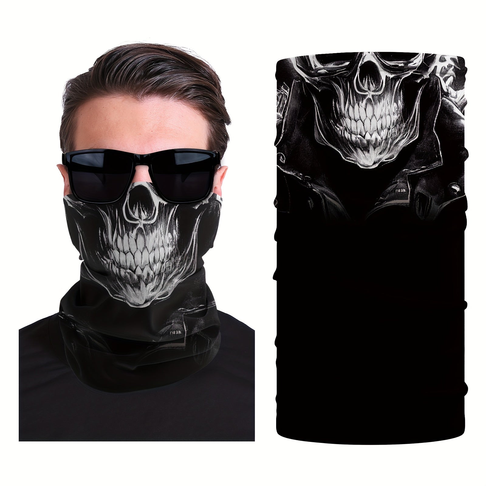 Skull Half Face Mask UV Resistant Neck Cover