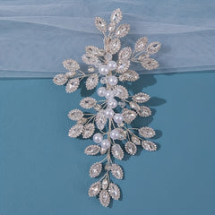 Faux Pearl Rhinestone Leaf Head Piece Hair Accessories