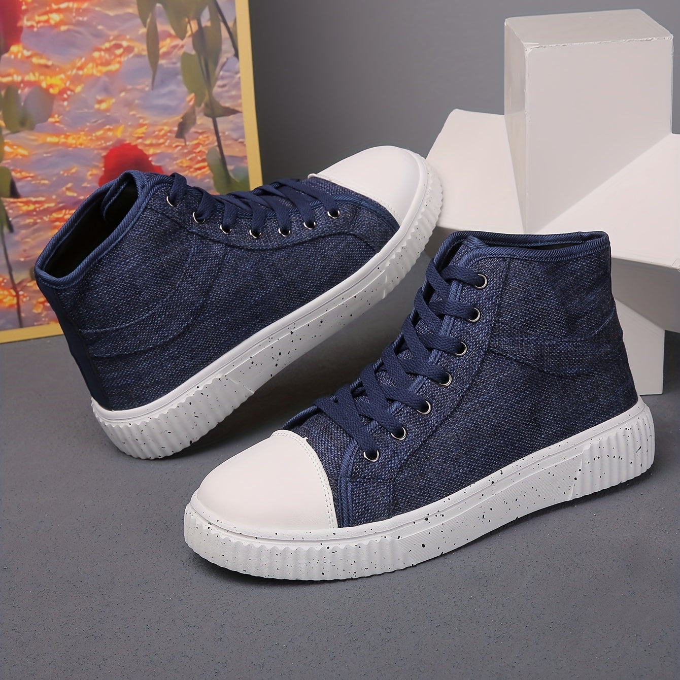 Men's High Top Canvas Skate Shoes Comfy Deodorant Sneakers