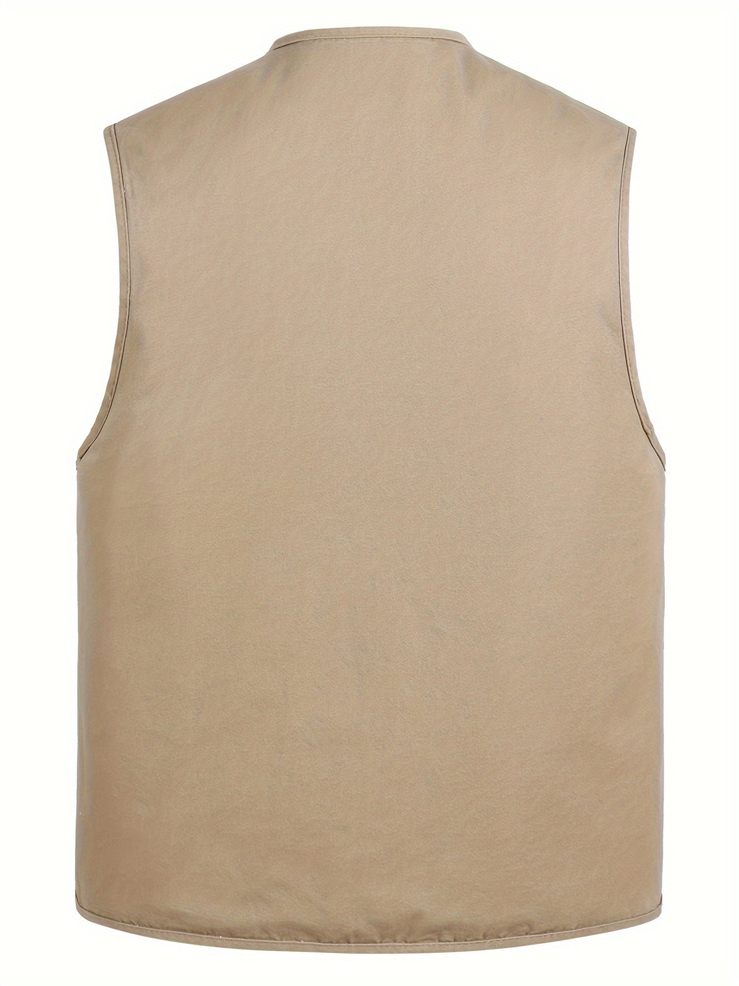 Zipper Pockets Cotton Cargo Vest Men's Casual Outwear Zip Up Vest