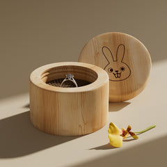 Wooden Tooth Storage Box Rabbit Keepsake for Teeth Rings Fetal Hair