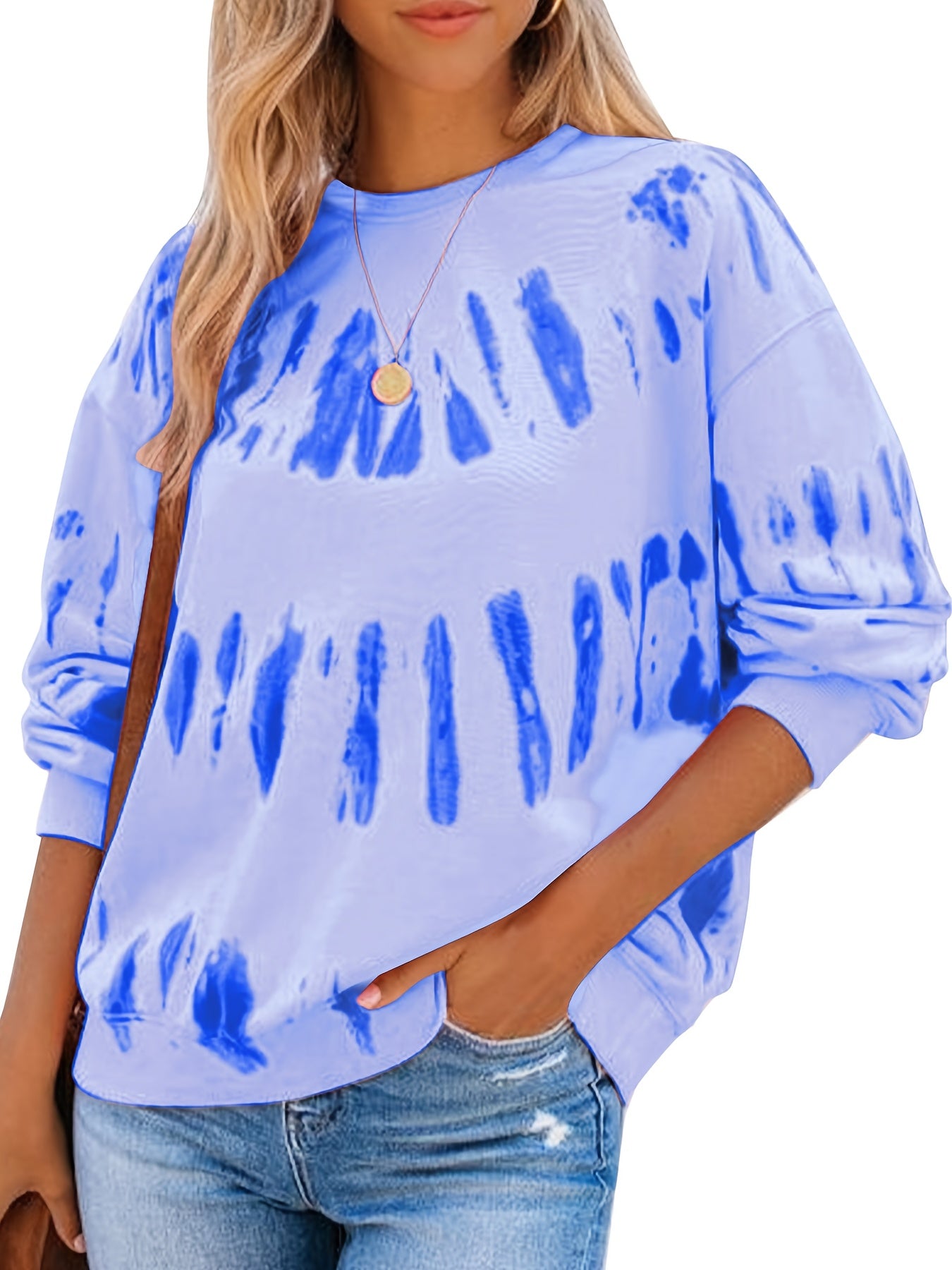 Women's Tie Dye Crew Neck Sweatshirt Long Sleeve