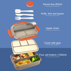 Leakproof Bento Box with Cutlery and Sauce Box for Lunch