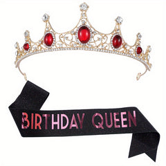 Crystal Headband Queen Crown Set Birthday Headdress