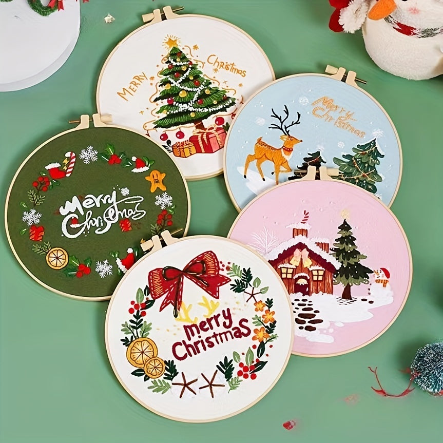 Christmas Embroidery Kit 3D Starter Merry Christmas Cross Stitch Kits