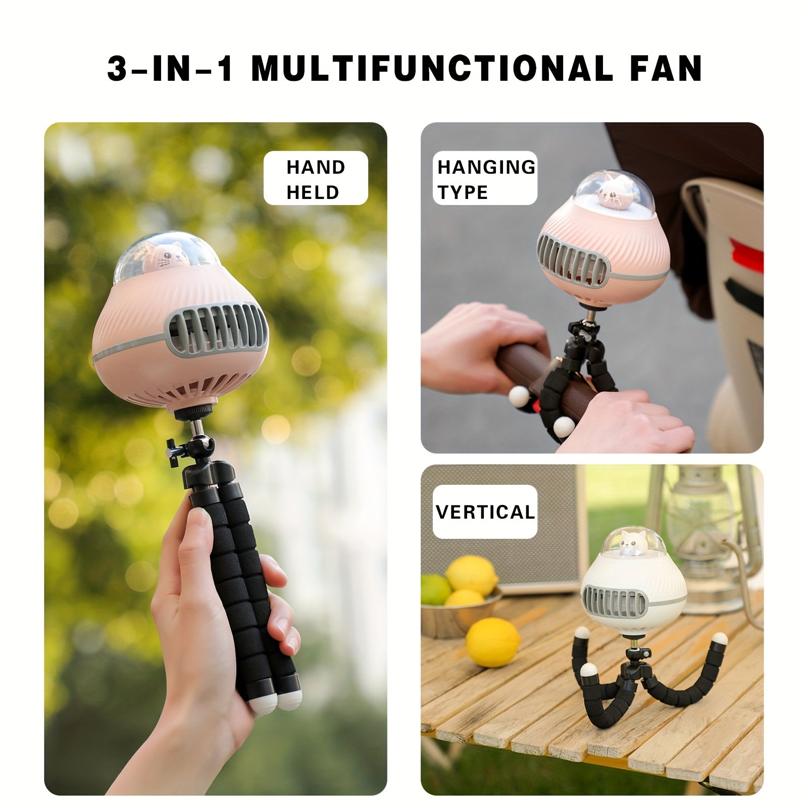 USB Stroller Clip Fan Small Night Light Octopus Small Fan