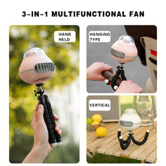 USB Stroller Clip Fan Small Night Light Octopus Small Fan