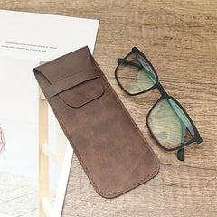 Retro PU Leather Eyeglasses Case Travel Soft Glasses Bag