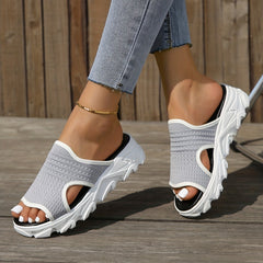 Women's Open Toe Wedge Sandals - Casual Platform Sneakers