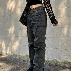 Y2K Street Style Cargo Pants Women's Vintage Loose High Waist Jeans